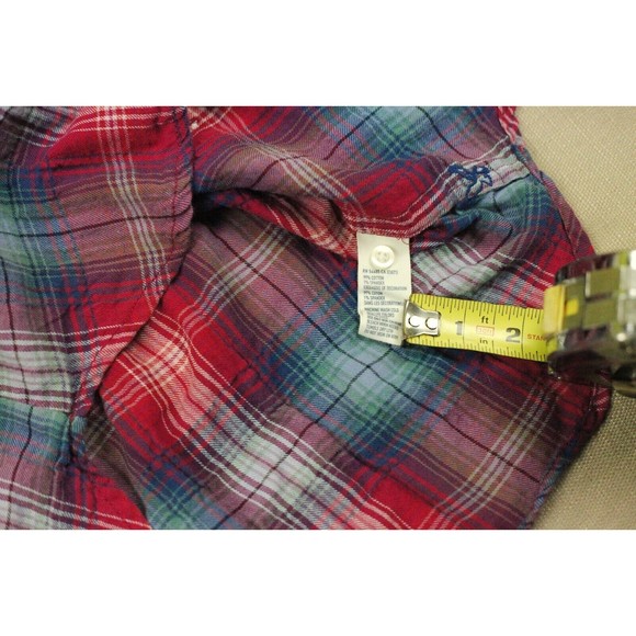 American Eagle AEO Womens Sz 10 Ruched Front Tunic Blouse Long Sleeve Plaid - Picture 12 of 12